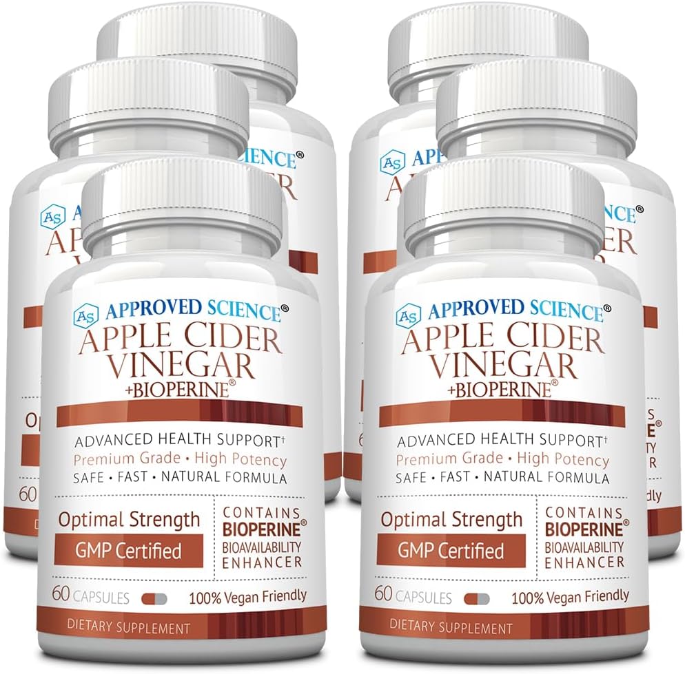 Approved Science Vinagre de Manzana en Cápsulas con 'The Mother' y BioPerine – 1600 mg – 60 Cápsulas