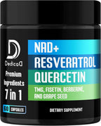 DEDICAD NAD+ Suplemento con Resveratrol, Quercetina, Berberina, Fisetina, TMG y Semilla de Uva - 60 Cápsulas