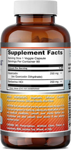 Amazing Formulas Quercetina Berberina 500 mg por Dosis - 90 Cápsulas (2 Envases)