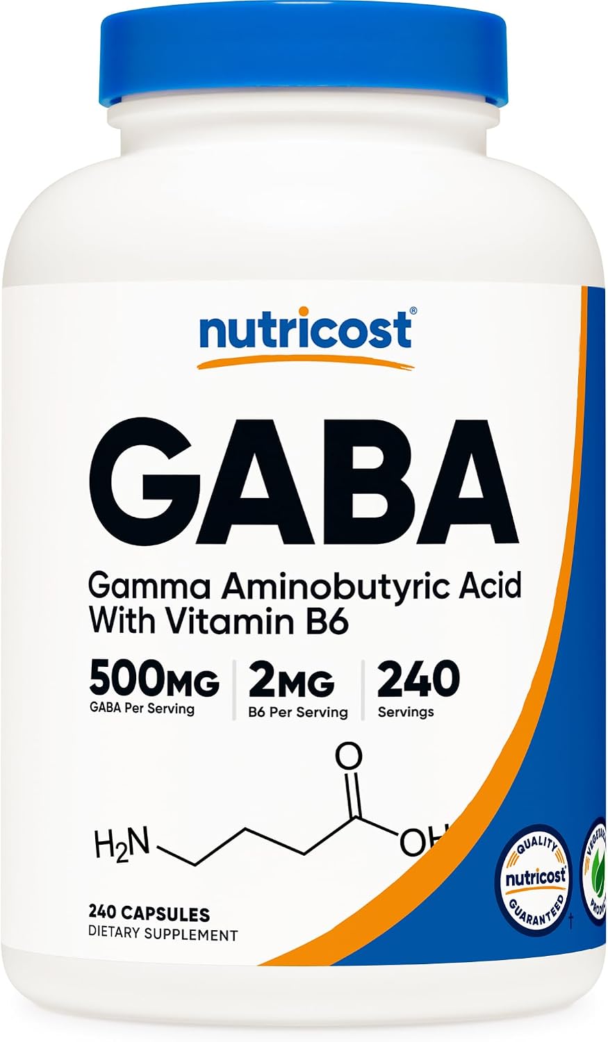 Nutricost GABA + Vitamina B6, 500mg por Cápsula, 240 Cápsulas Vegetales