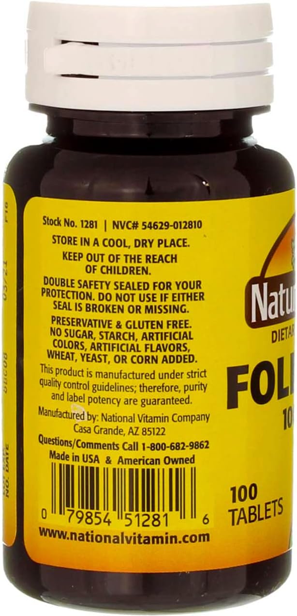 Nature's Blend Folic Acid 1000mcg, 200 Tablets (2x100 Count)