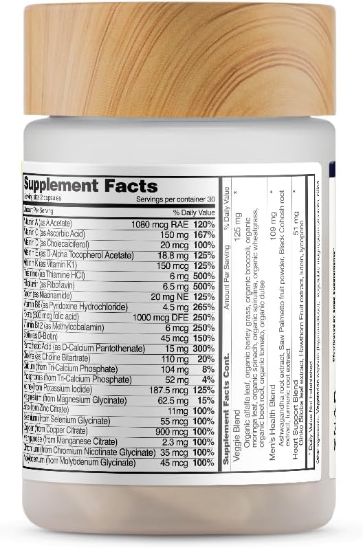 Snap Supplements Multivitamínico para Hombres – Vitaminas y Minerales Esenciales, 60 Cápsulas