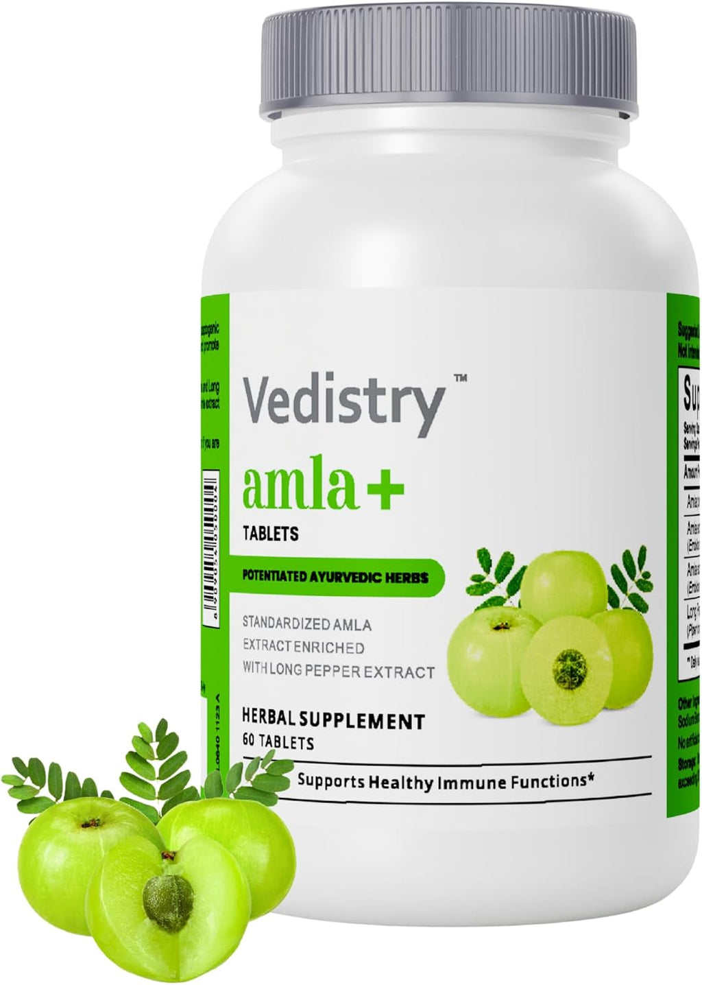 Vedistry Amla Suplemento 1100mg Grosella India con Pimienta Larga para Inmunidad y Energía - 60 Comprimidos