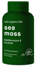Advanced Bionetix Cápsulas de Musgo Marino Orgánico Irish Sea Moss con Bladderwrack y Bardana (120 Cápsulas)
