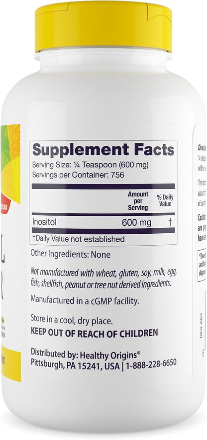 Healthy Origins Inositol en Polvo, 454 g - para la Salud de la Piel, Cabello y Uñas - Suplemento de Vitamina B8 - Vegano, No – Image 2