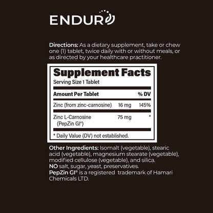 ENDUR PepZinGI Zinc-Carnosina 75 mg (60 comprimidos masticables) – Image 6