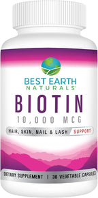 Best Earth Naturals Biotina 10.000 µg - Complemento de biotina de alta resistencia