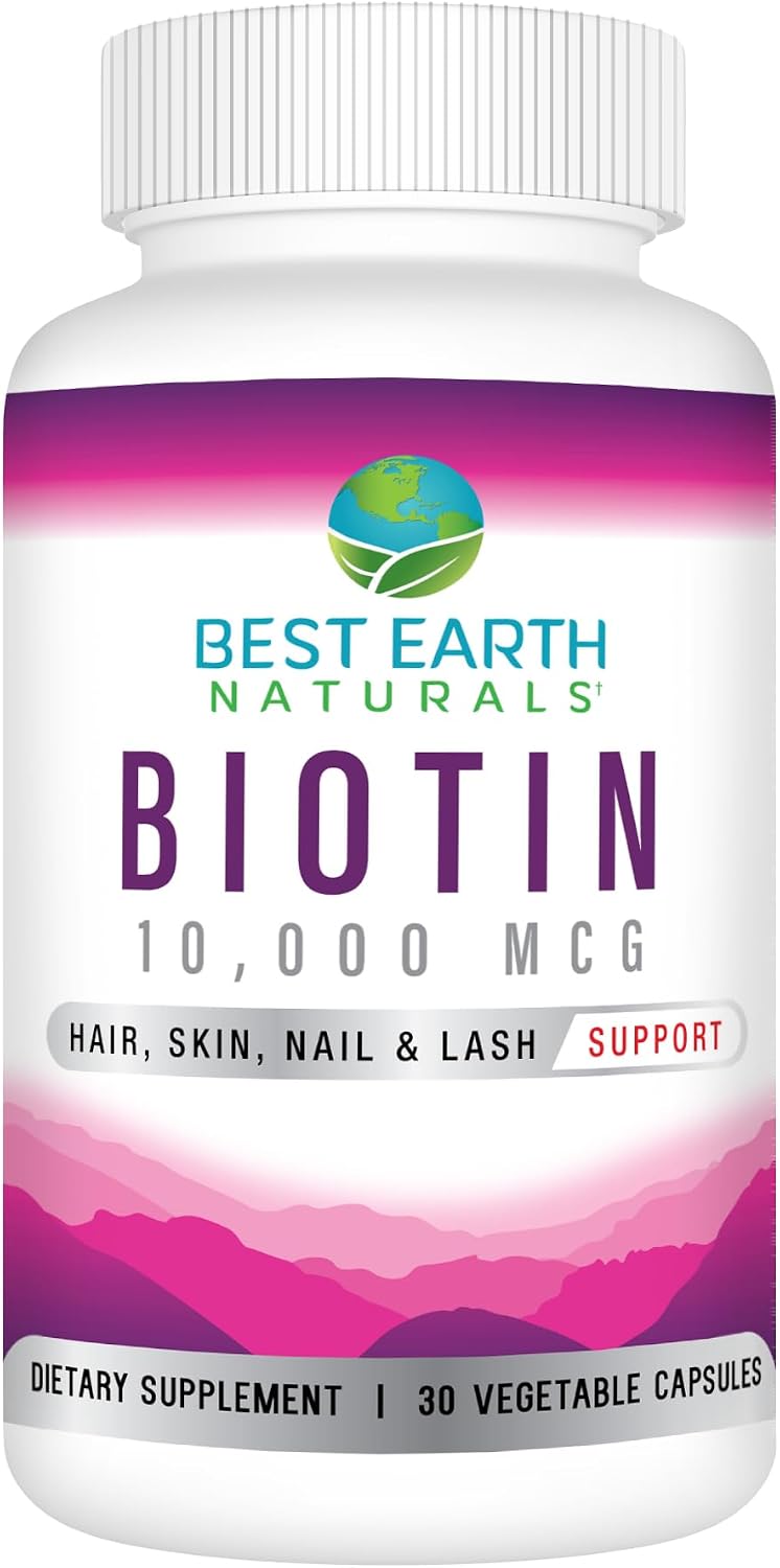 Best Earth Naturals Biotina 10.000 µg - Complemento de biotina de alta resistencia