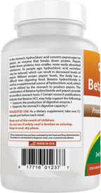 Best Naturals Betaine HCL 648 mg, 250 Cápsulas (Pack de 3)