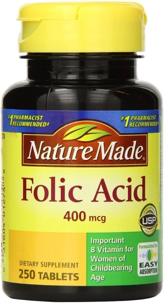 Nature Made Ácido Fólico 400 mcg (665 mcg DFE) Comprimidos, 250 Comprimidos (Pack de 3)