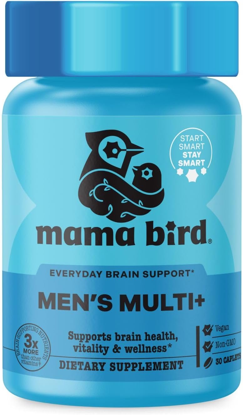 Mama Bird Men's Multi+ - Multivitamin for Men with Methylfolate, B6, B12, Organic Antioxidants & Herbs - 30 Capsules - Non-GMO, Vegan & Gluten-Free
