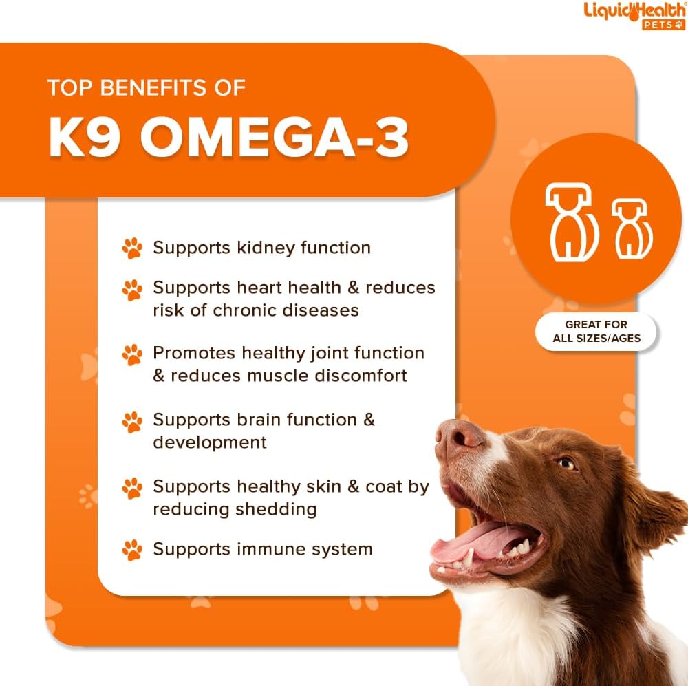 Liquid Health Pets K9 Omega 3 Aceite de Pescado para Perros - 3 Pack de 473 ml