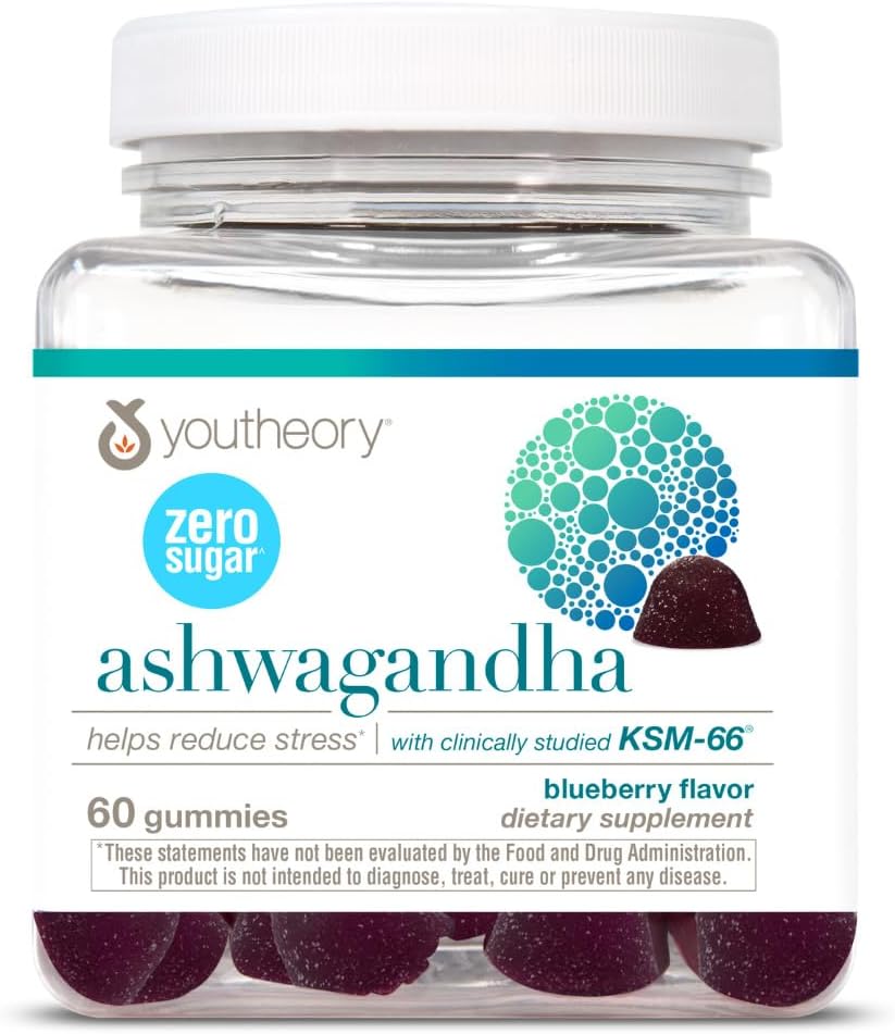 Youtheory Ashwagandha Gummies - 60 Gominolas Veganas con KSM-66