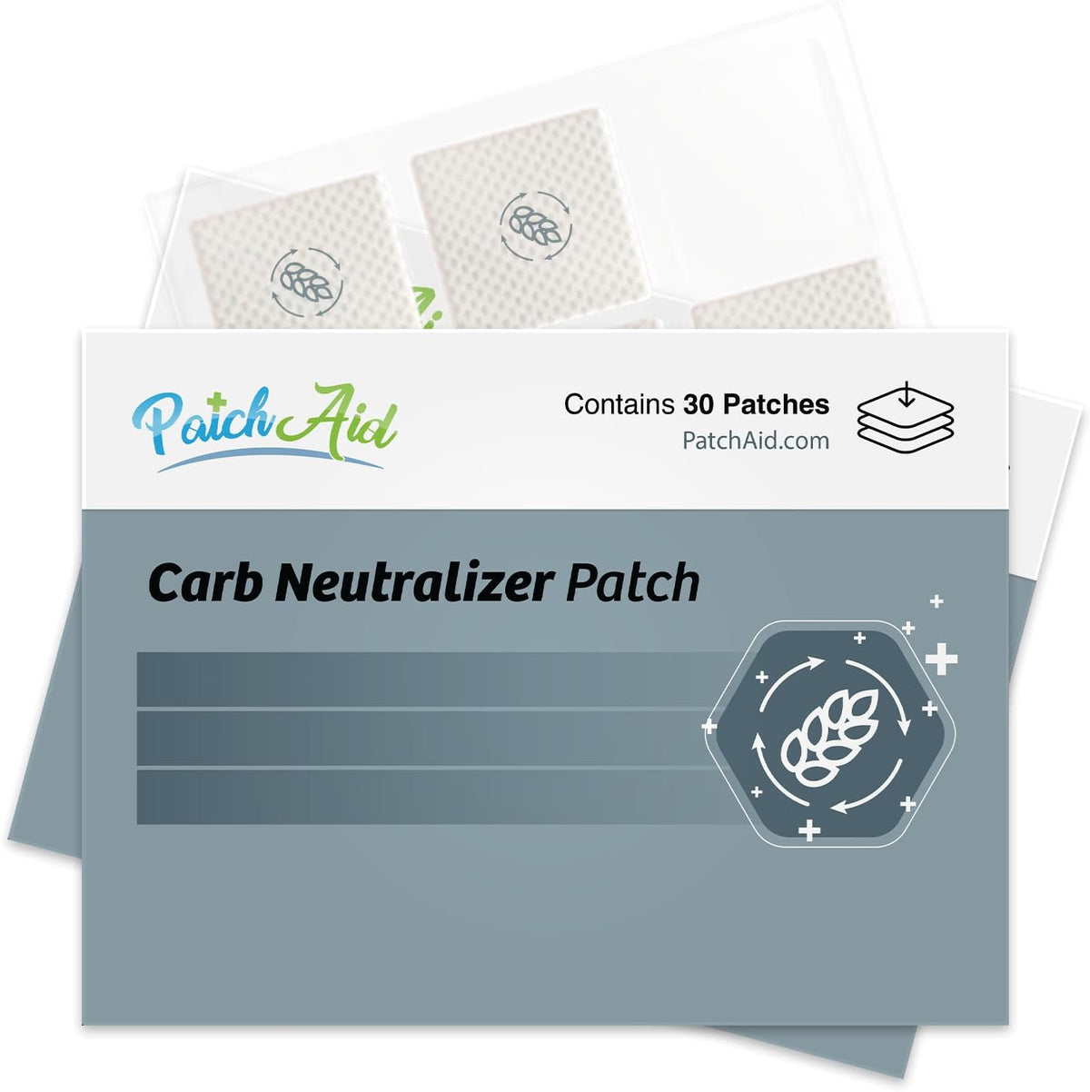 PatchAid Carb Neutralizer Patch 30-Day Supply – Libre de alérgenos comunes: Sin látex, lactosa, gluten ni azúcar. – Image 1