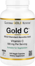 California Gold Nutrition Vitamina C, Quali-C, 500 mg, 240 Cápsulas Vegetales