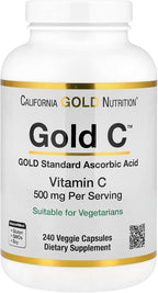 California Gold Nutrition Vitamina C, Quali-C, 500 mg, 240 Cápsulas Vegetales