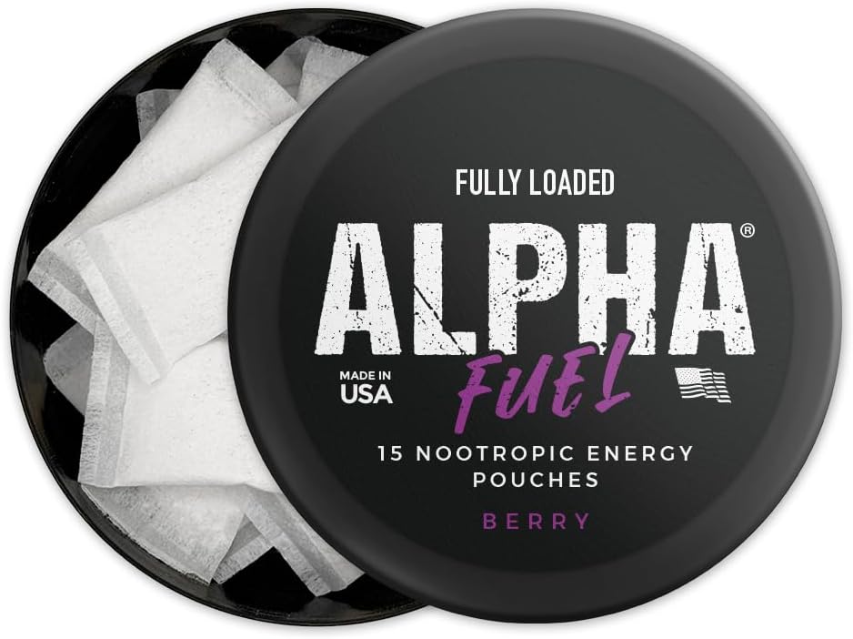 Fully Loaded Alpha Fuel Nootropic Pouches (Berry Fuel) - Nootropic Energy Pouches with Caffeine, Alpha GPC, Tyrosine, Taurine, Guarana and More