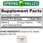 Vitamina D3 1000 UI (25 mcg) Softgels, 200 Cápsulas + Sticker Me Gusta