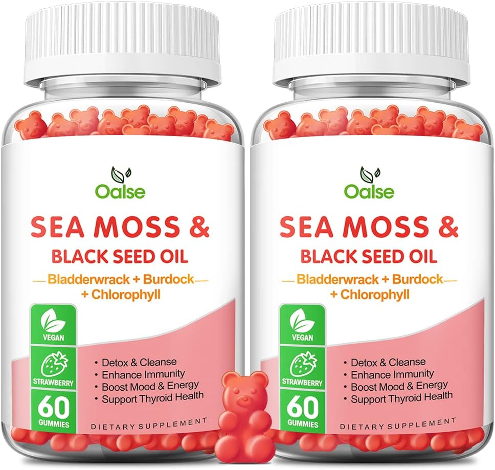 OALSE Gominolas de Sea Moss 8 en 1 - 1800mg Musgo Marino, Clorofila, Vitamina C, D3 y Zinc