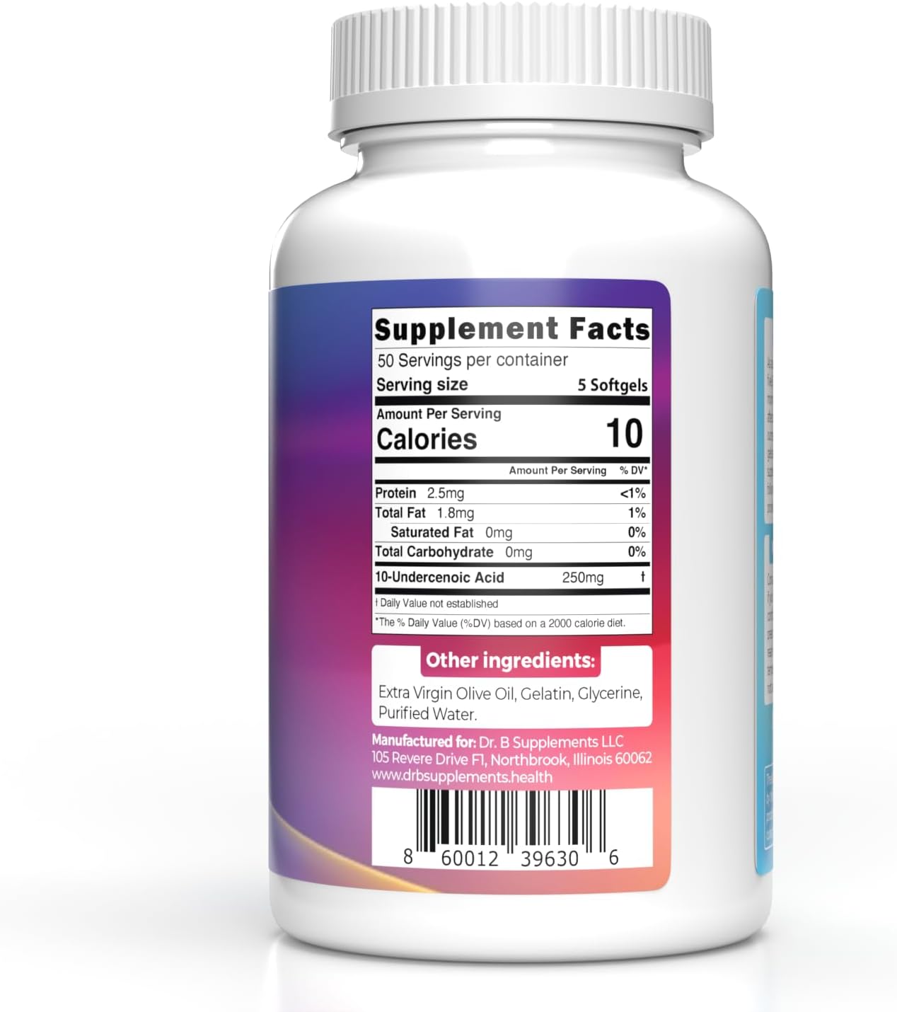 Ácido Undecilénico 250 mg, 250 Cápsulas Blandas – Suplemento de Ácido Graso para el Equilibrio de la Flora Intestinal y Vaginal