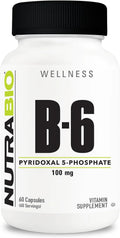 NutraBio Vitamina B6 P5P (Piridoxal 5-Fosfato) 100 mg por dosis - 60 cápsulas vegetales