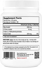 Suplemento Myo-Inositol y D-Chiro Inositol con Folato Activo - Ratio 40:1 - (180 dosis, 387g)