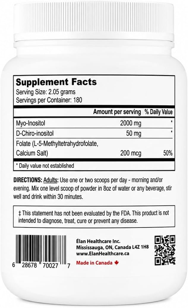 Suplemento Myo-Inositol y D-Chiro Inositol con Folato Activo - Ratio 40:1 - (180 dosis, 387g)