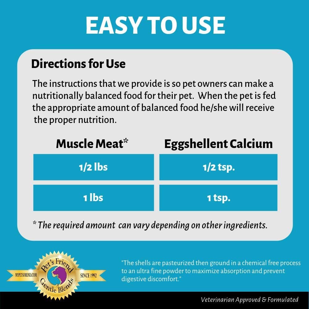 Eggshellent Calcium - Polvo de cáscara de huevo para perros y gatos - 454 g