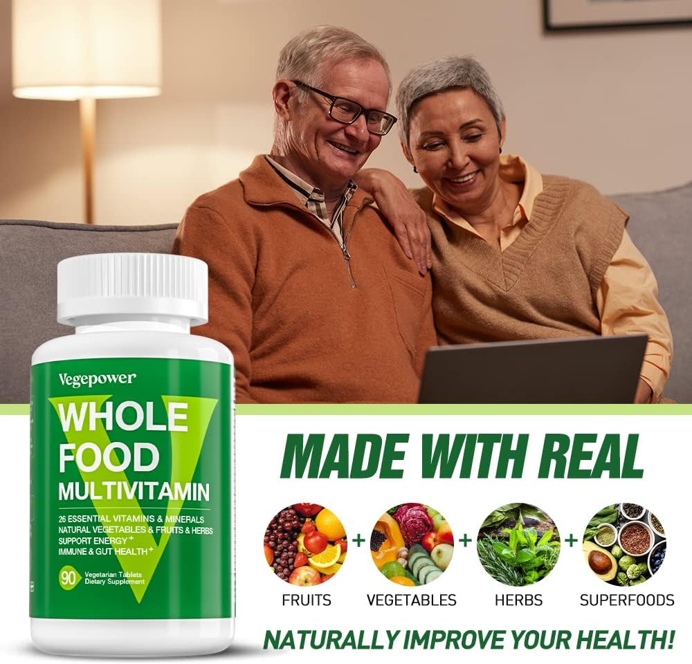 VEGEPOWER Multivitamínico Vegano para Hombres - Alimentos Integrales con Metilados, 180 Comprimidos