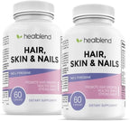 healblend Vitaminas para Cabello, Piel y Uñas para Mujeres con Biotina 5000 mcg, Hierro y Manganeso | Vegano, No-OGM | 60 Cápsulas