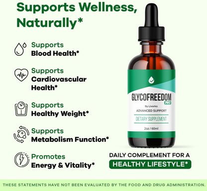 (5 Pack) GlycoFreedom Drops – Complemento Líquido Herbal, 5 Botellas para 5 Meses