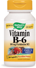 Vitamin B6 100 mg, 100 Capsules (2-Pack)