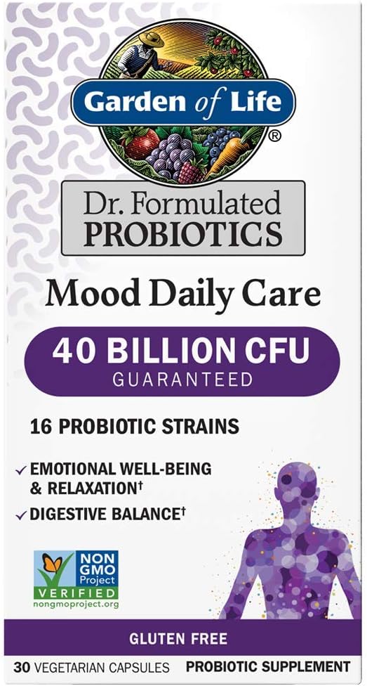 Garden of Life Mood Daily Care Probióticos, 30 Cápsulas Vegetarianas