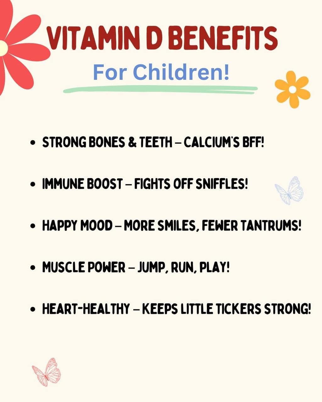 Krunchy Kids Vitamin D3 Gummies para Niños 2+ – Gomitas de Fresa con Ingredientes Limpios, Veganas y No-GMO, Bajo Índice Glucémico, 30 Unidades