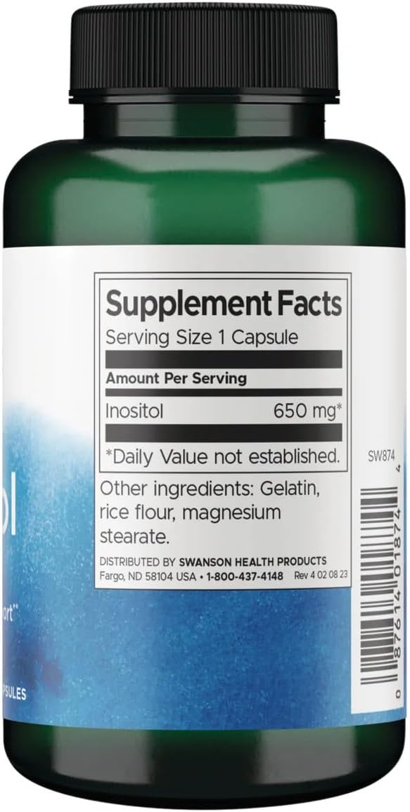 Swanson Inositol 650 mg - 100 Cápsulas (Pack de 2)