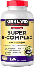 Kirkland Signature Super B-Complex con Electrolitos (Paquete de 2, 2 x 500 Comprimidos)