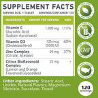 MUSCLE FOOD LABS C D Z Chewables - Vitamina C 1000 mg, Vitamina D3 y Zinc - 120 Comprimidos Masticables Vegetarianos