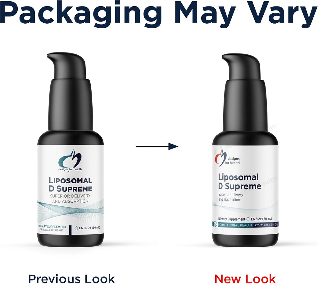 Liposomal D Supreme de Designs for Health - Vitamina D3 2500 UI + K1 y K2 (MK-4, MK-7) - Fórmula Liposomal - 100 Servicios (50 ml)