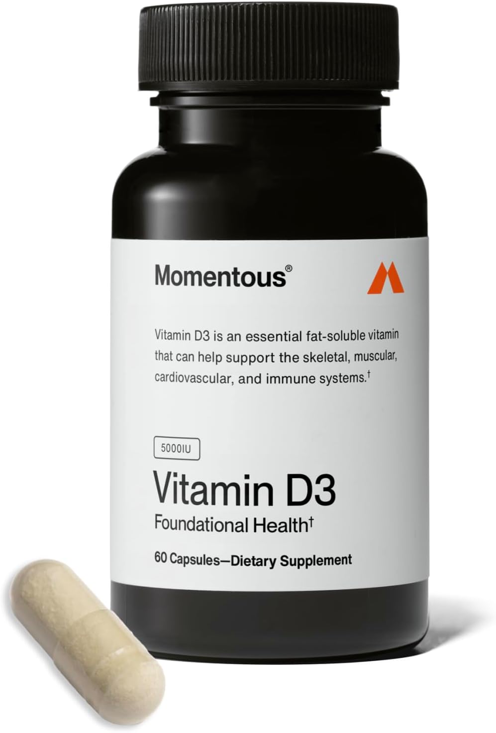 Momentous Vitamina D3 5000 UI - 60 cápsulas - Certificado NSF para deporte