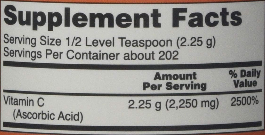 Pure Vitamin C Crystals - Ascorbic Acid 454 g - NOW Foods