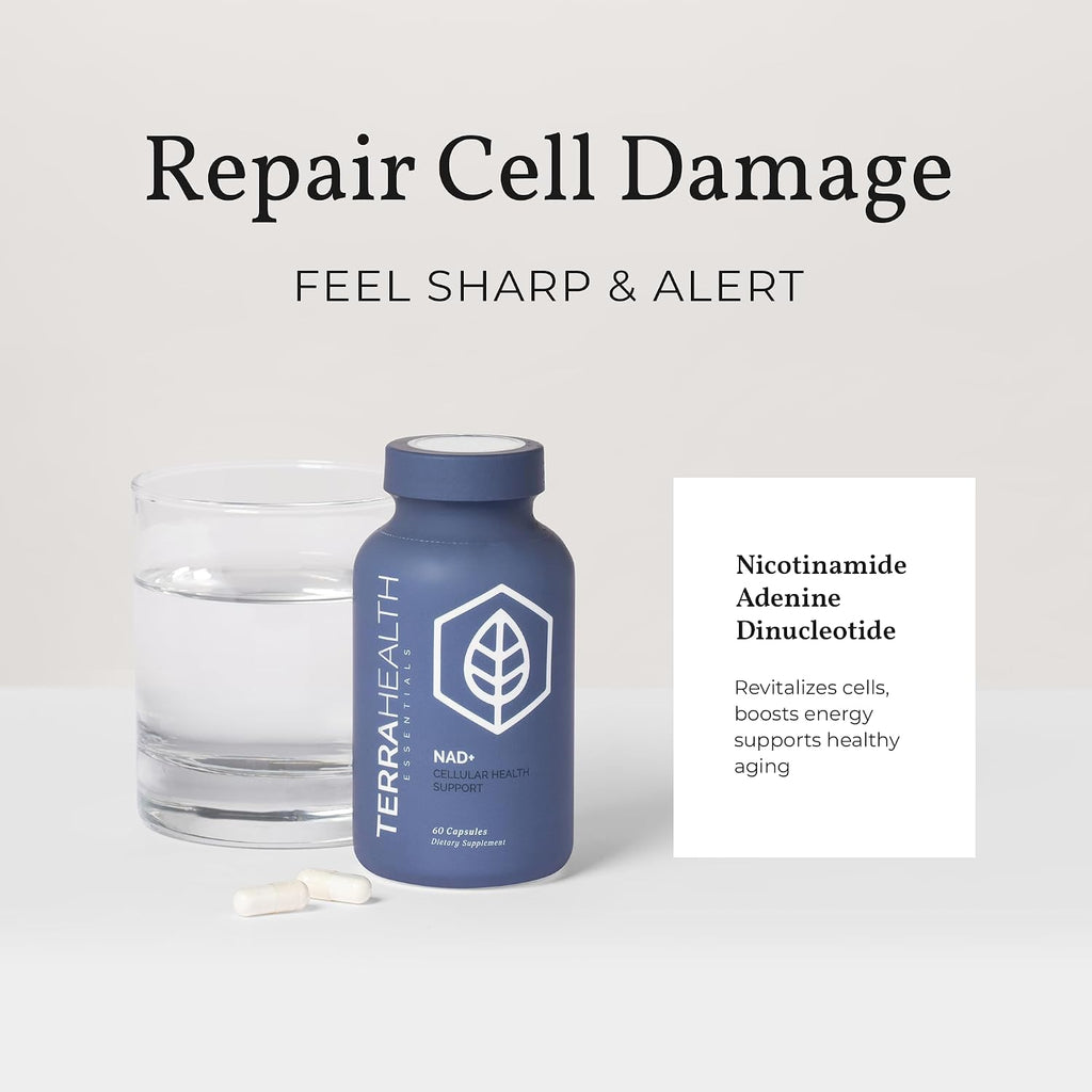 Terra Health Essentials NAD+ - Energía Celular, Reparación Metabólica y Envejecimiento Saludable - 30 Días