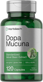 Horbäach Dopa Mucuna - 120 Cápsulas - Extracto Estandarizado 15% L-Dopa
