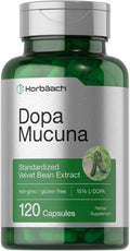Horbäach Dopa Mucuna Suplemento, 120 Cápsulas, Extracto de Mucuna Pruriens (15% L-Dopa), No OGM y Sin Gluten