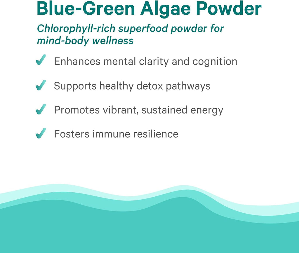 PURE SYNERGY Polvo de Alga Verde Azul | Superalimento con Clorofila | Suplemento Orgánico de AFA | Energía, Claridad Mental y Desintoxicación (90 g)