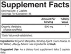 Brieofood Manjistha Orgánica 1500mg, 90 Comprimidos Vegetarianos