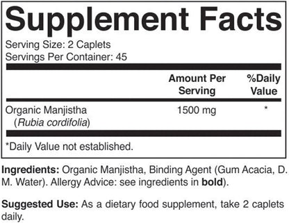 Brieofood Manjistha Orgánica 1500mg, 90 Comprimidos Vegetarianos – Image 3