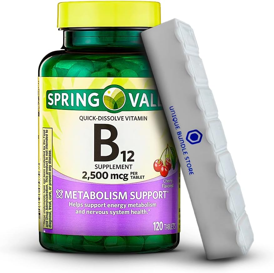 Spring Valley Vitamina B12 2500 mcg Comprimidos de Disolución Rápida Sabor Cereza, 120 Comprimidos