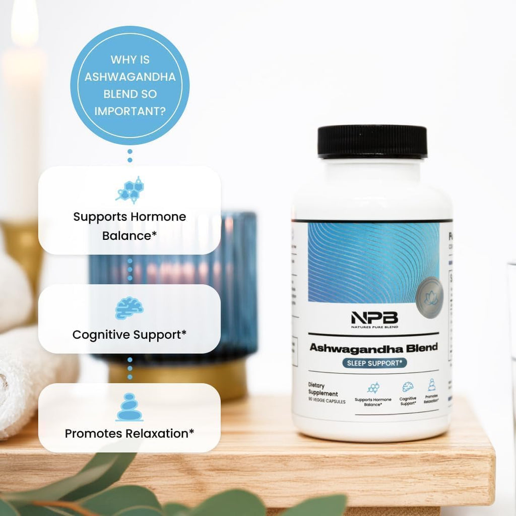 Nature's Pure Blend Ashwagandha Orgánico + Adaptógenos – 60 Cápsulas Veganas