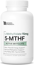L-Metilfolato 15 mg (5-MTHF) con Metil B12, D3, NAC y Taurina - 30 Cápsulas