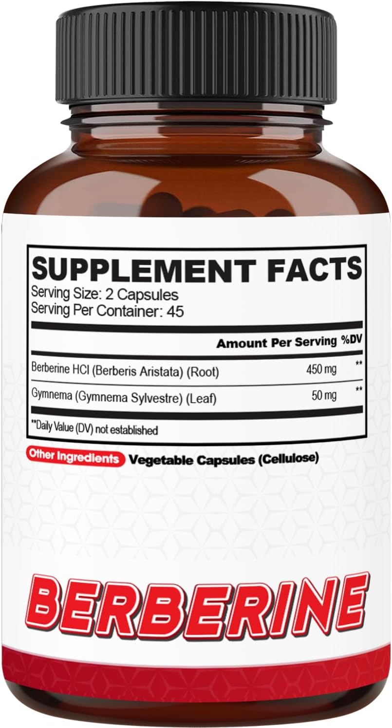 Agobi Berberina 500mg con Gymnema Sylvestre - Fórmula Super Concentrada - 90 Cápsulas